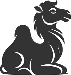 Camel sitting with its eyes half closed animal vector silhouette