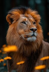 Fototapeta premium Majestic lion in natural habitat.