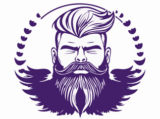 Fashionable Male Hairstyle and Beard Graphics