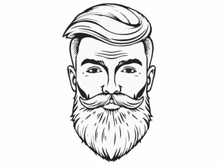 Fashionable Male Hairstyle and Beard Graphics