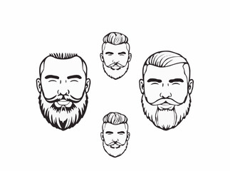 Contemporary Beard and Haircut Outline Icons