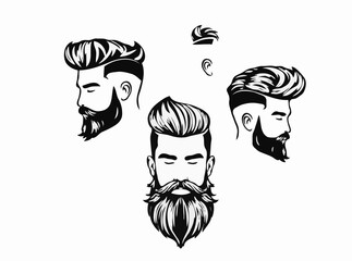 Modern Hairstyle and Beard Designs Set