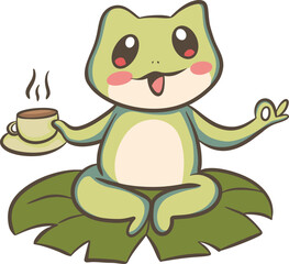 Frog Meditating with a Cup of Tea