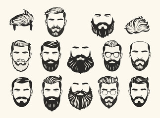 Assorted Men's Hairstyle and Beard Graphics