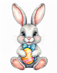 Obraz premium Adorable Bunny Holding an Easter Egg