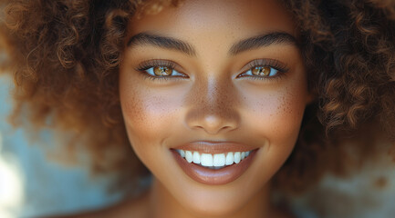 portrait of a young woman with a beautiful smile revealing lovely white teeth