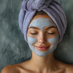young woman with facial mask