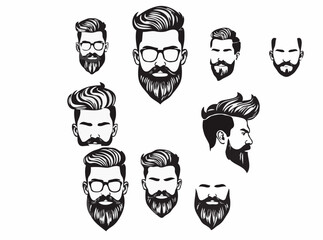 Fashionable Male Hairstyle and Beard Design Bundle