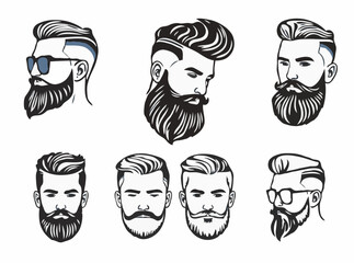 Fashionable Male Hairstyle and Beard Design Bundle