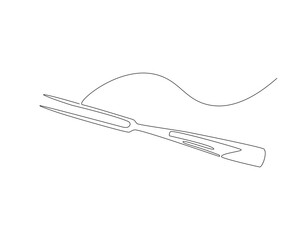 Meat fork continuous line. Continuous one line drawing meat fork. Kitchen fork concept. single line drawing