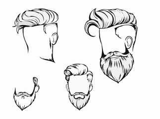 Stylish Hair and Beard Sketches for Design Projects