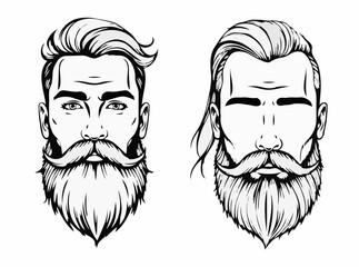 Stylish Hair and Beard Sketches for Design Projects
