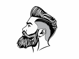 Set of Contemporary Men's Haircuts and Beard Designs