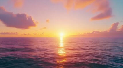 Obraz premium Serene Sunset over the Ocean: A Breathtaking View
