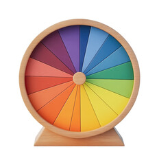 Obraz premium Color wheel display for art education and design inspiration crafted with wooden base and vibrant sections, cut out