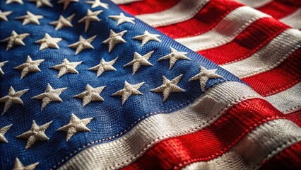 American Flag Close Up, Detailed Stitching, Fabric Texture, Stars Stripes, Patriotism, National Symbol, USA, High Resolution Image