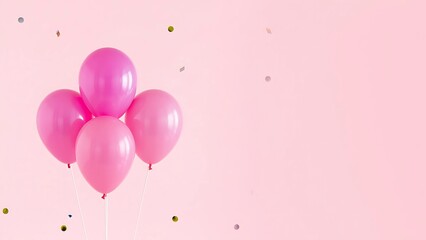 Festive Party Decorations – Bright Balloons and Confetti on Pink