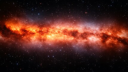 Fiery Nebula Swirls Across Starry Cosmic Sky