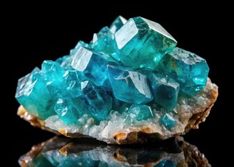 Apatite Morion Crystal Cluster - Black Background Mineral Specimen Photography