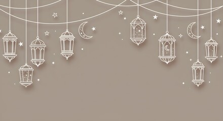 Fototapeta premium Elegant Ramadan Lanterns: A Minimalist Celebration of Light and Spirituality