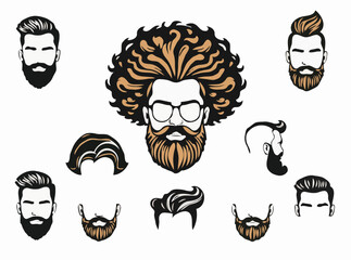Collection of Trending Hair and Beard Illustrations