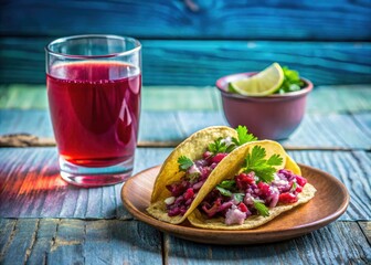 Authentic Mexican Taco & Jamaica Water: Documentary Photography