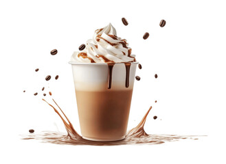Indulge in a creamy coffee delight with whipped topping and chocolate syrup for a refreshing treat anytime, cut out