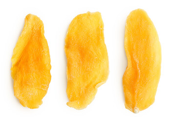 dried mango isolated on white background. Top view. Flat lay