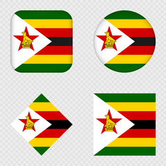 Zimbabwe Flag Icons Pack. Vector illustration.