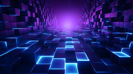 3d rendering of mind purple and blue abstract geometric background. Scene for advertising,...