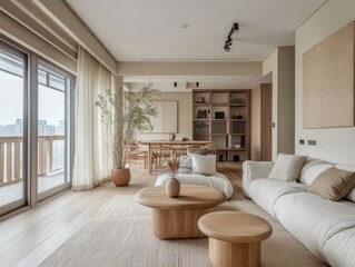The image features an open concept living area of this space