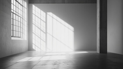 Empty Industrial Room with Sunlight Streaming Through Window