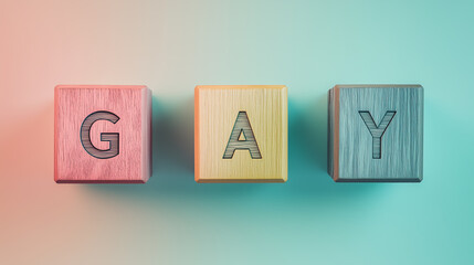パステルカラーが美しいGAY文字の木製ブロック | パステル背景