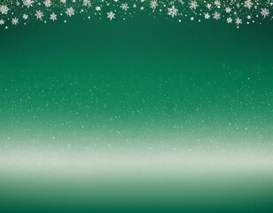 Obraz premium A serene green backdrop embellished with delicate white snowflakes, creating a festive winter ambiance.