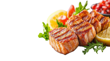 A beautifully arranged plate of tasty food featuring juicy meat and accompaniments ready for a satisfying meal