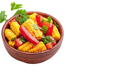 Vibrant bowl of refreshing corn salad with fresh vegetables and dressing ready to satisfy your taste buds