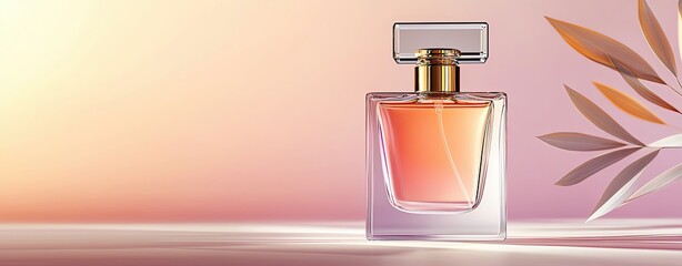 Elegant perfume bottle with soft gradient backdrop.