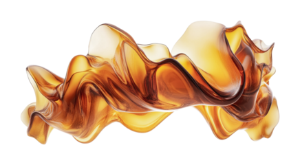 Fluid art design with amber wave patterns perfect for home decor or modern interiors, cut out