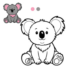 Fototapeta premium Cute vector illustration Baby Koala for kids colouring page