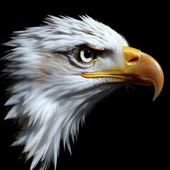 Obraz premium Eagle profile portrait against black background