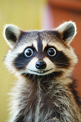Obraz premium Surprised raccoon displays wide-eyed astonishment. Generative AI