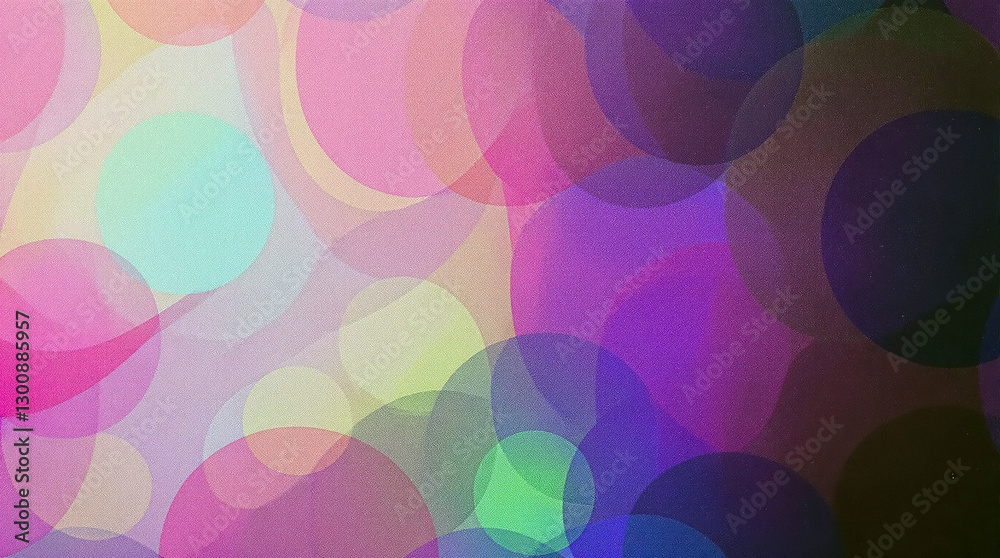 Poster Colorful circles in layered pattern vibrant abstract background with soft diffused light effect