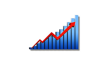 3D Graph line on white background 