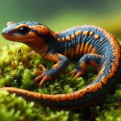 Obraz premium Newt Salamandridae family A type of salamander often semi aquati