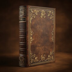 Fototapeta premium Antique Leather-Bound Book with Ornate Floral Design Cover