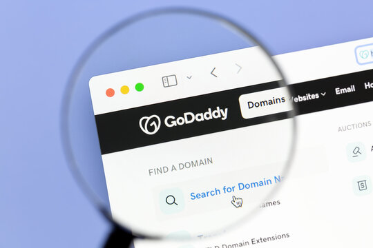 Ostersund, Sweden - Mars 1 2025: GoDaddy webpage. GoDaddy Inc. is an American publicly traded Internet domain registrar and web hosting company.