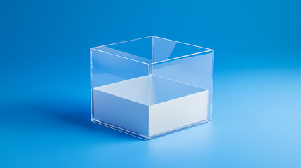 Transparent Cube on Blue Background