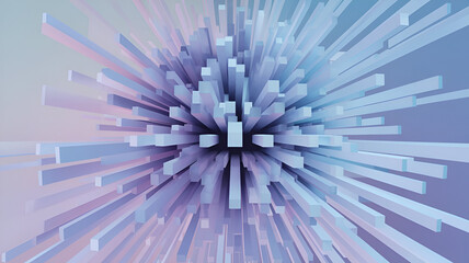 Obraz premium Futuristic 3D Abstract Geometric Explosion - Digital Artwork in Pastel Tones