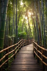 Serene Bamboo Forest Pathway &ndash; Tranquil Green Escape