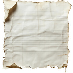 old paper with burnt edges, isolated on a white background